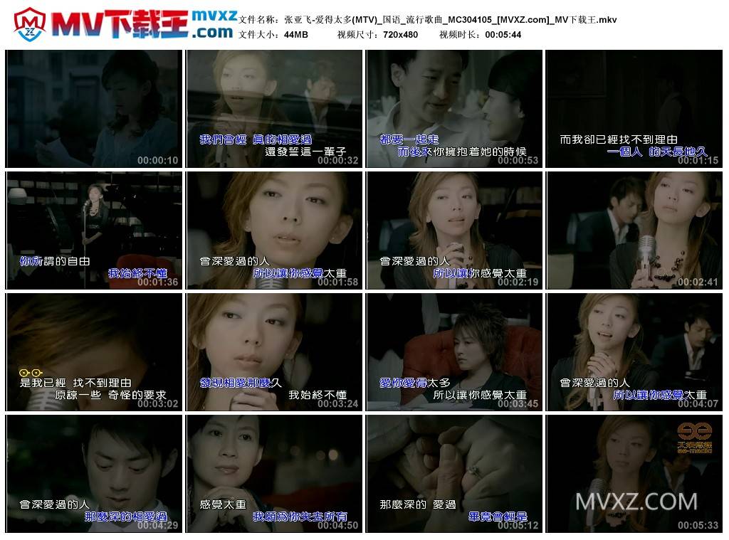 张亚飞-爱得太多(MTV)_国语_流行歌曲_MC304105